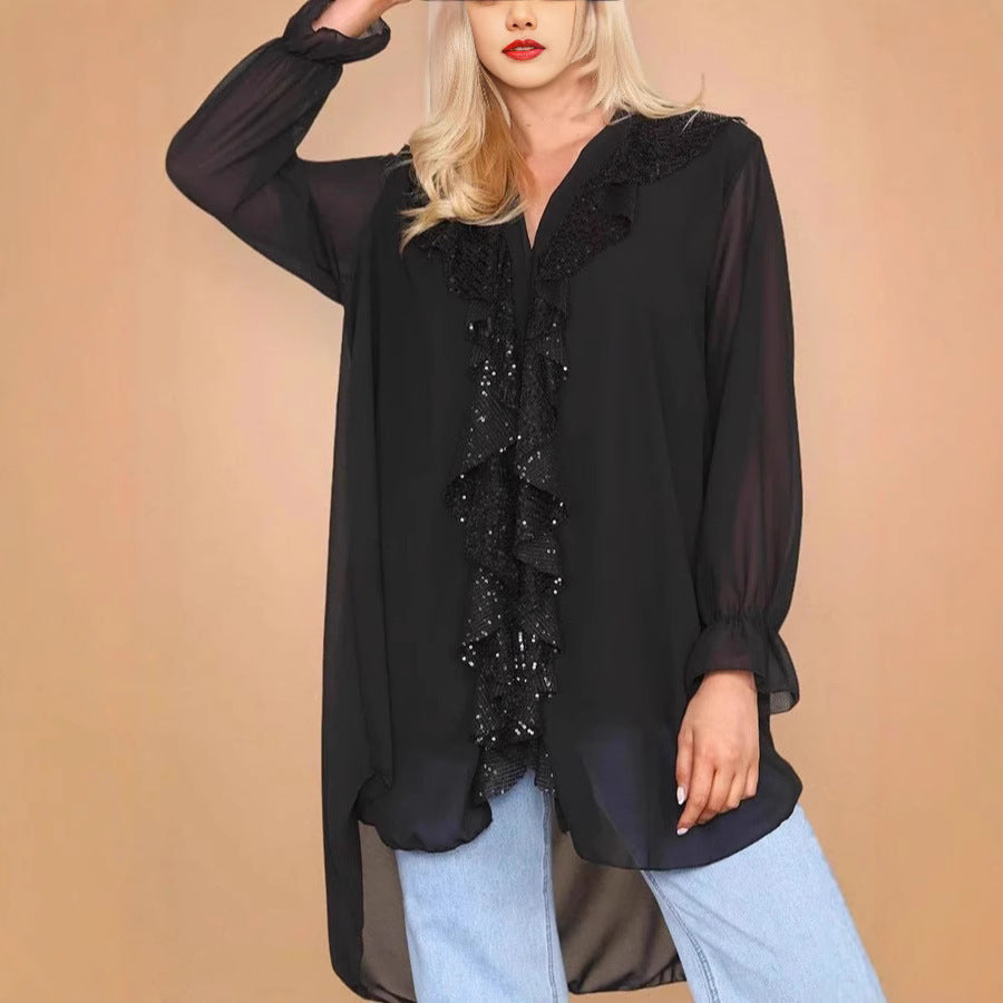 Kvinder Glamourøs Bluse med dekorativt Rynke-design Stilla