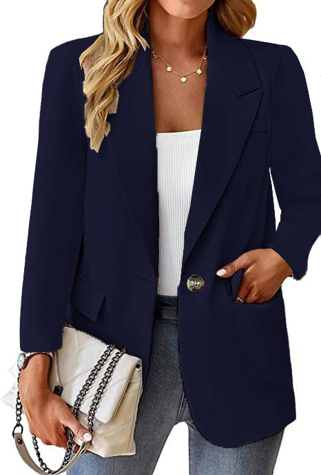 Dame elegant Oversize-blazer med draperet snit og praktiske lommer Stilla