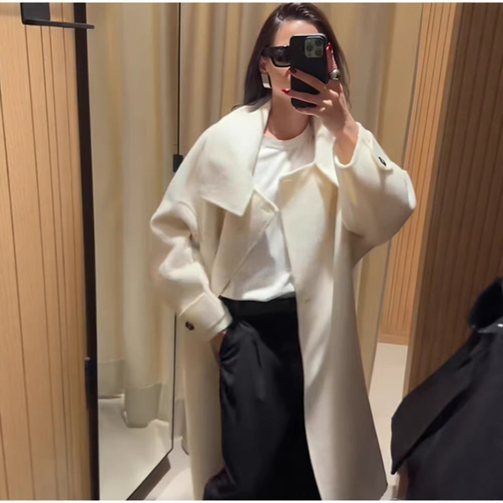 Dame Mode Oversized Frakke med Høj Krave Stilla