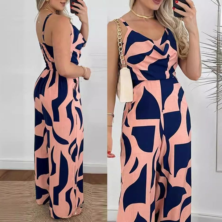 Flydende maxi-jumpsuit til damer med draperet udskæring Stilla