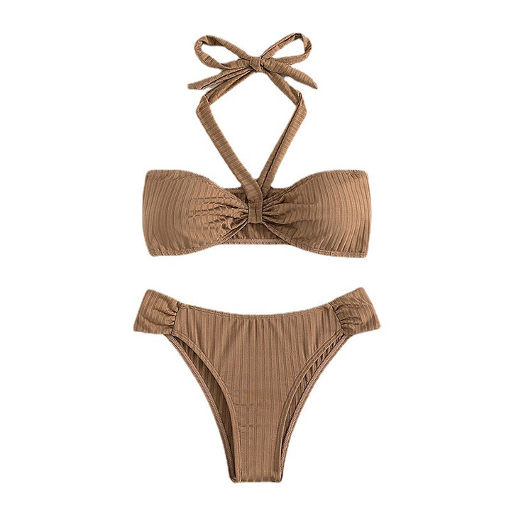 Dame Bandeau-bikini med høj kvalitet ribstruktur og justerbare stropper Stilla