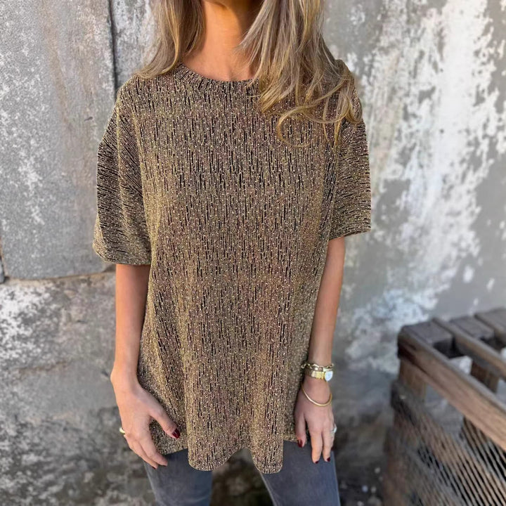 Dame oversized T-shirt med glimmersten og afslappet snit Skovae