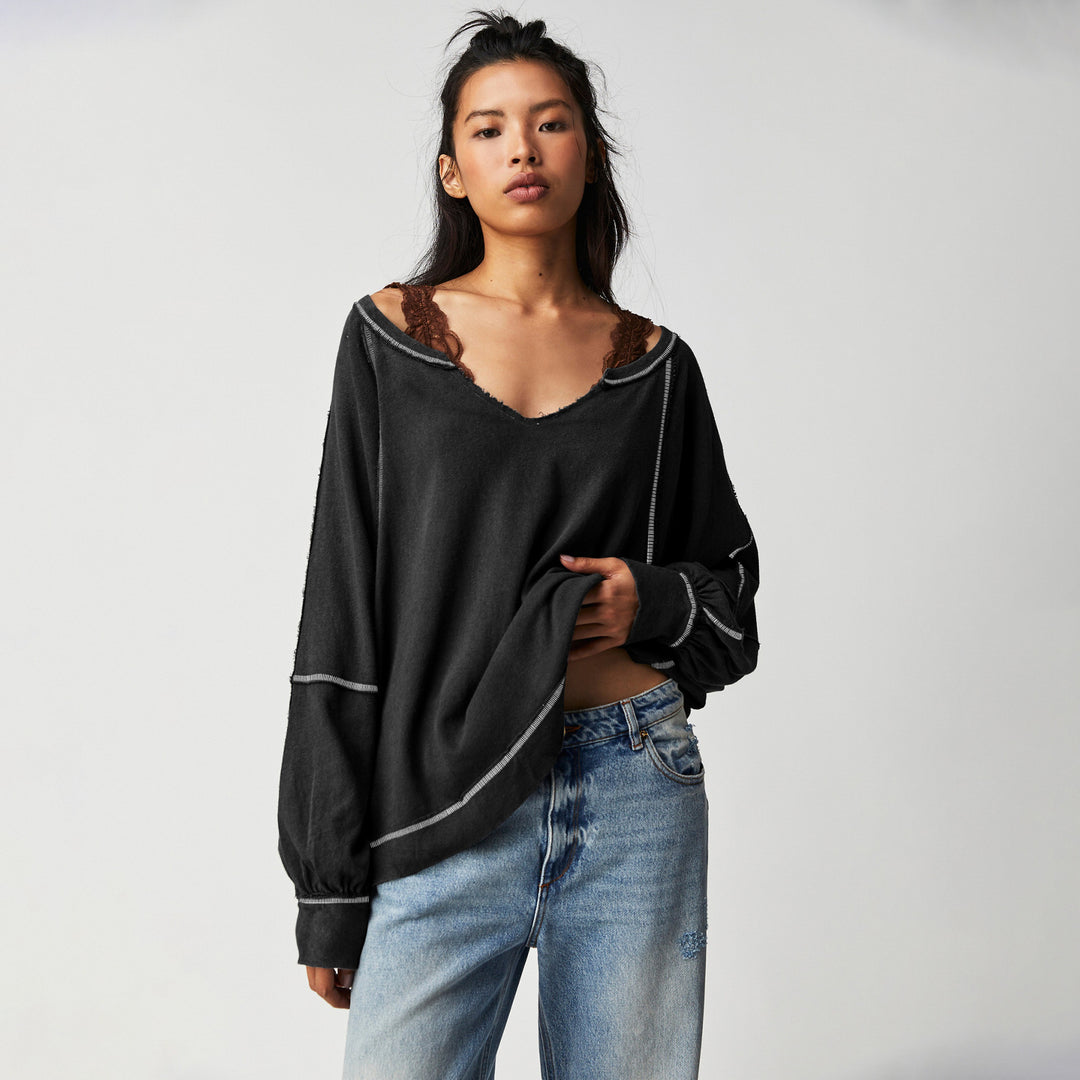 Damer afslappet oversized sweatshirt med rund hals og bløde ærmer Stilla