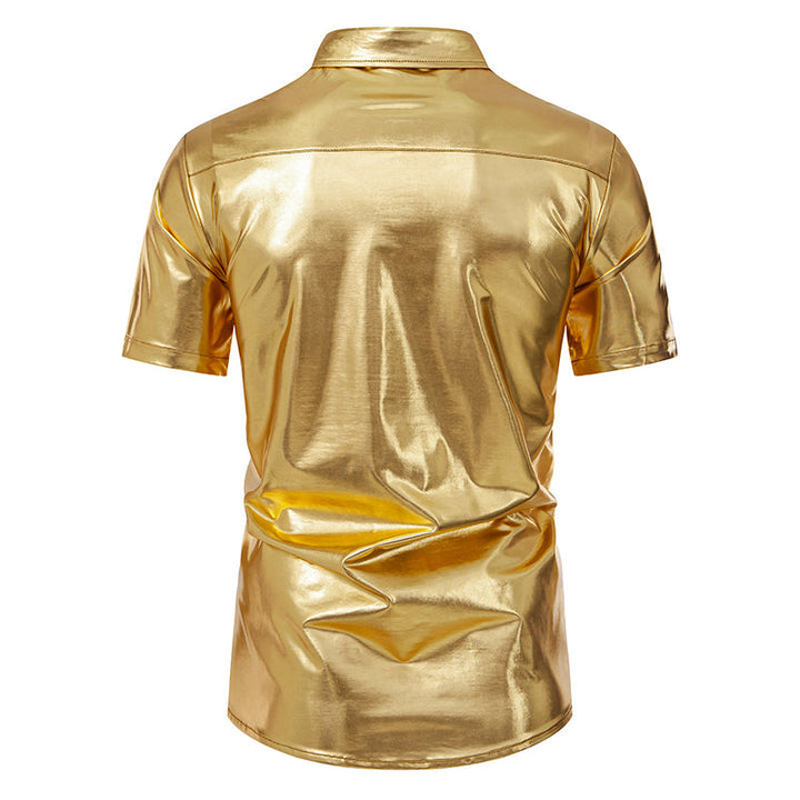 Herrer Metallisk Finish Korte Ærmer Button-Up Skjorte Stilla