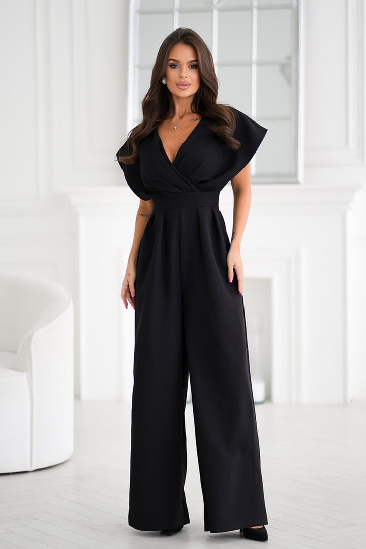 Dame jumpsuit med vidde ben og elegant indpakningsdesign Stilla