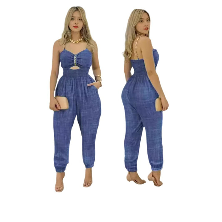 Dame jumpsuit med særlige cut-out-detaljer og elegante stropper Stilla
