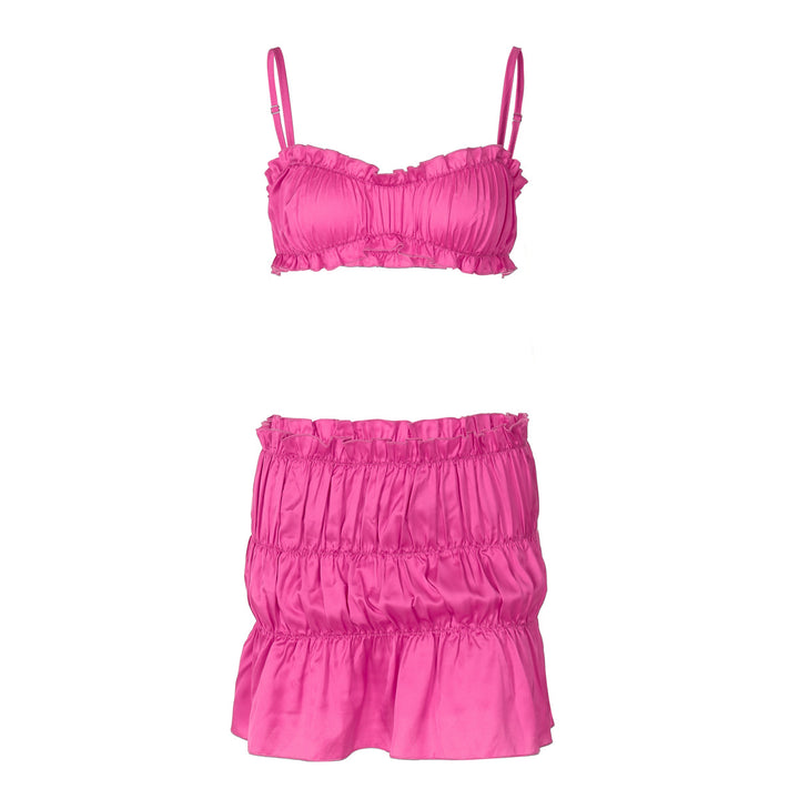 Dame sæt bestående af bustier-top og volumniøst miniskørt Stilla