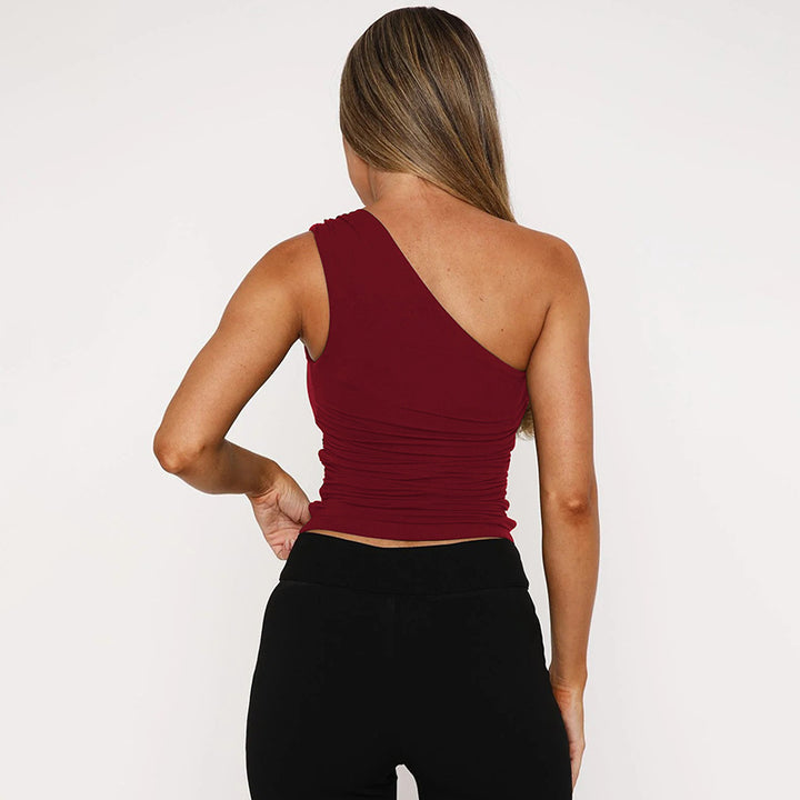 Damer Ensidet top med moderne ruffles design og dekorative stropdetaljer Stilla