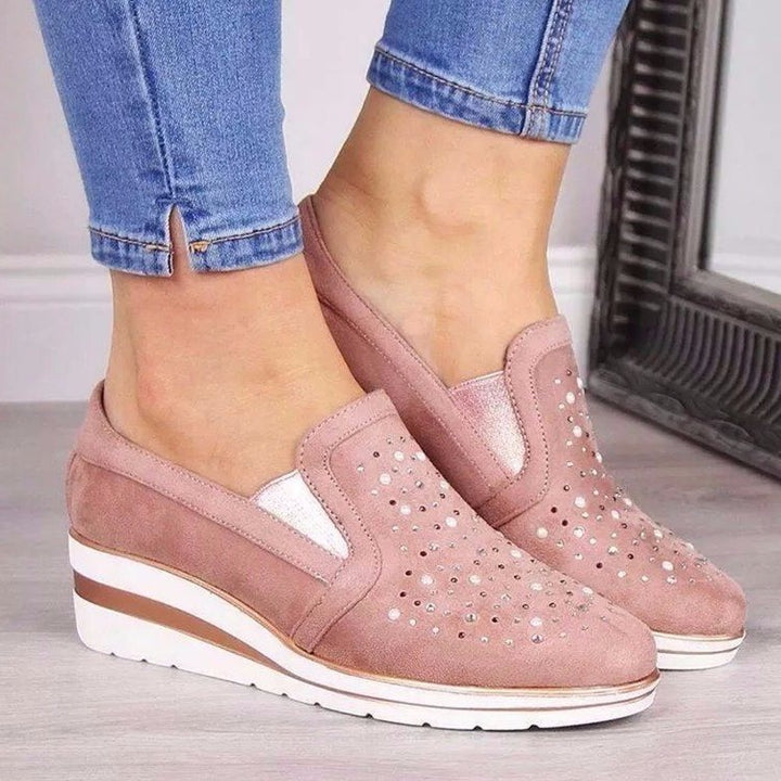 Dame Wedge-sneakers med glitrende applikationer Stilla
