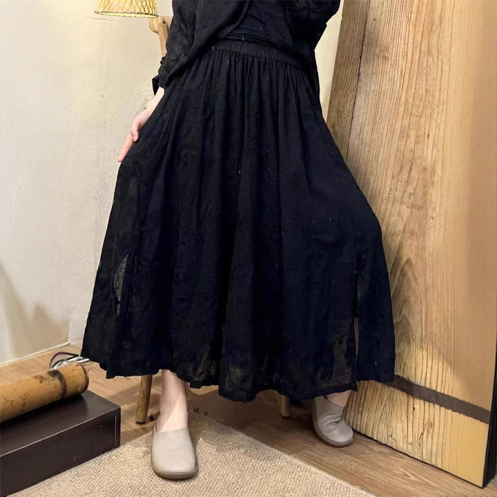 Femme Flydende Broderet Maxi-Nederdel Stilla