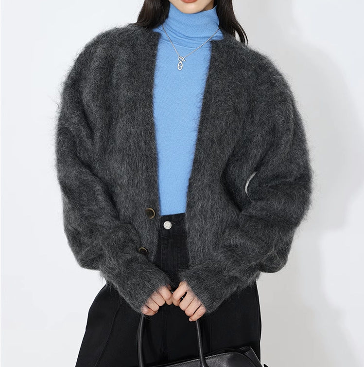 Femme Strukturstrik-Cardigan med elegant oversized-snit Stilla
