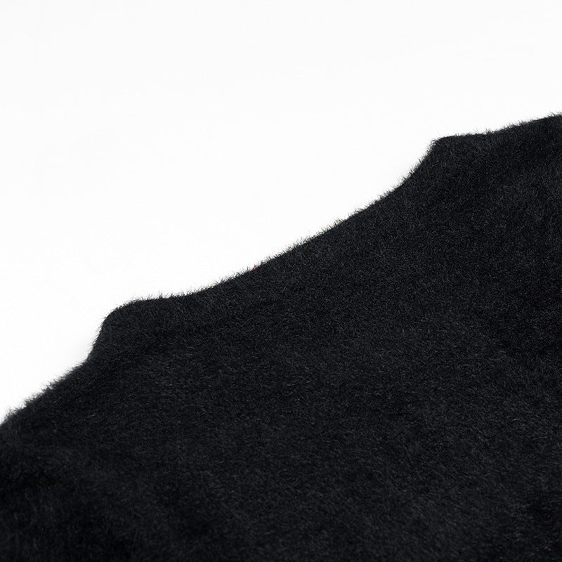 Dame Forkortet Fuzzy Cardigan med Ædelstensknapper Stilla