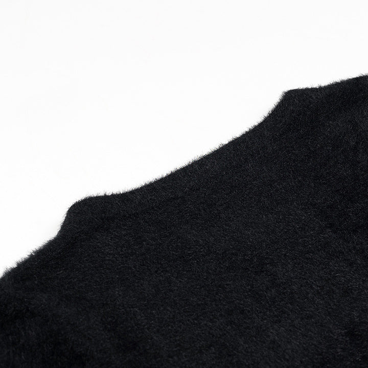 Dame Forkortet Fuzzy Cardigan med Ædelstensknapper Stilla