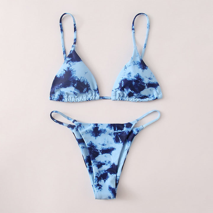 Dame Triangel-Bikini med justerbare stropper og rynker Skovae
