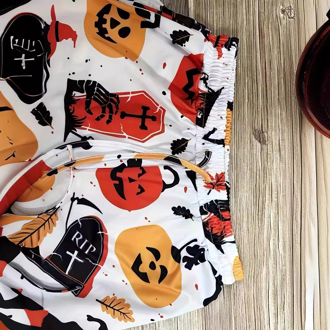 Dame fritidshose med Halloween-motiv og elastisk talje Stilla