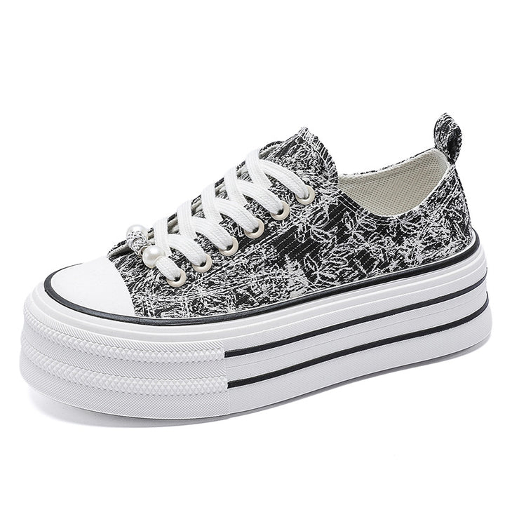 Dame Plateau-Sneakers med blomstermønster og tykt sålprofil Stilla