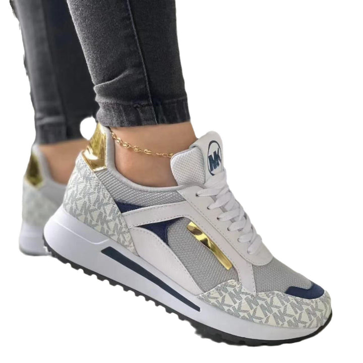 Dame modiske Sneakers med åndbart tekstil- og læderkombination Stilla
