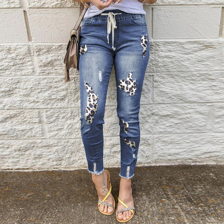 Fru Revnet Leopard-Print Denim Jogger Stilla