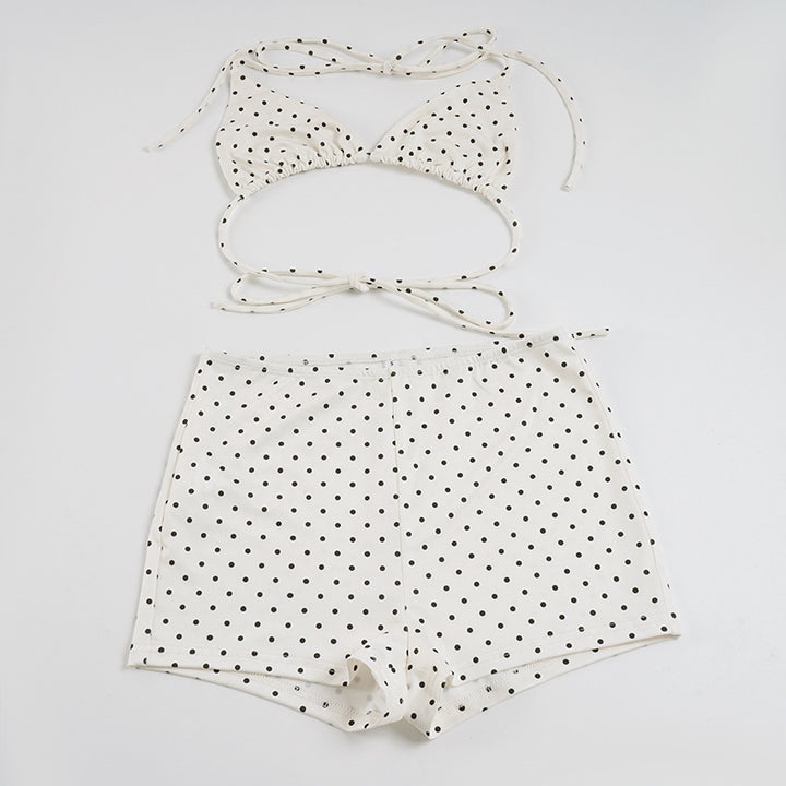 Damebikinisæt i højkvalitetsmateriale med moderne polka-prikker design Skovae