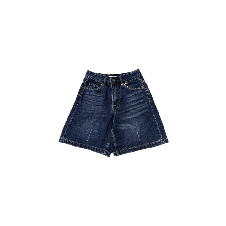 Dame mode Denim-shorts med bred ben Stilla