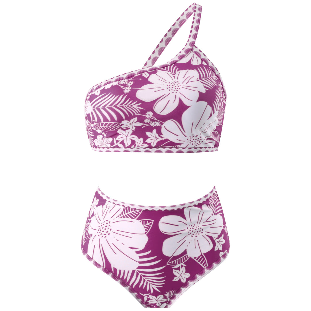 Dame bikini sæt med blomsterdesign og højt skåret talje Stilla