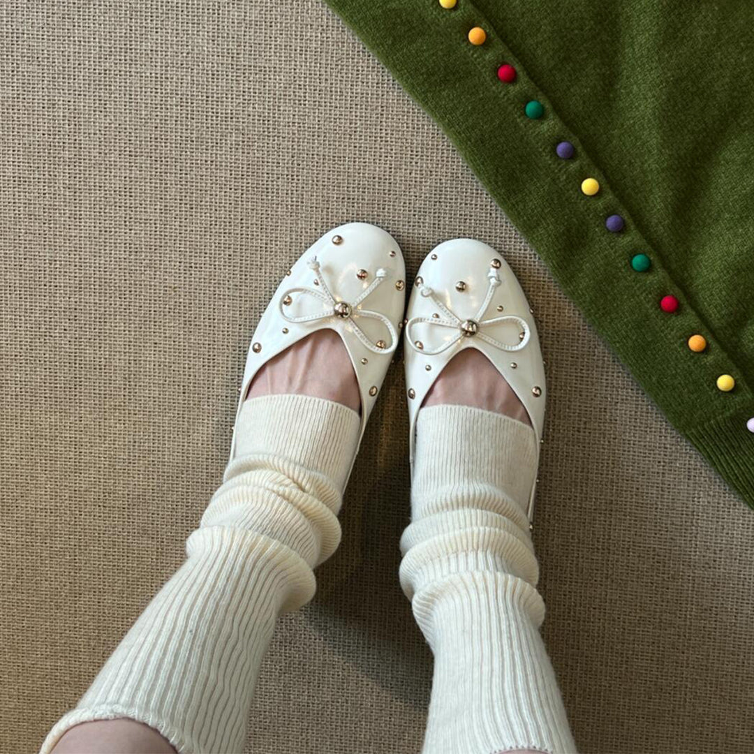Dame Dekoreret Bue-Detalje Ballerina Flats Stilla