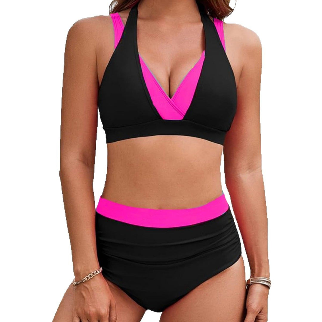 Dame Sporty High-Waisted Bikini Set med asymmetrisk snit Skovae