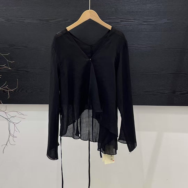 Femme Loose-Fit Laget V-Udskæring Bluse Stilla