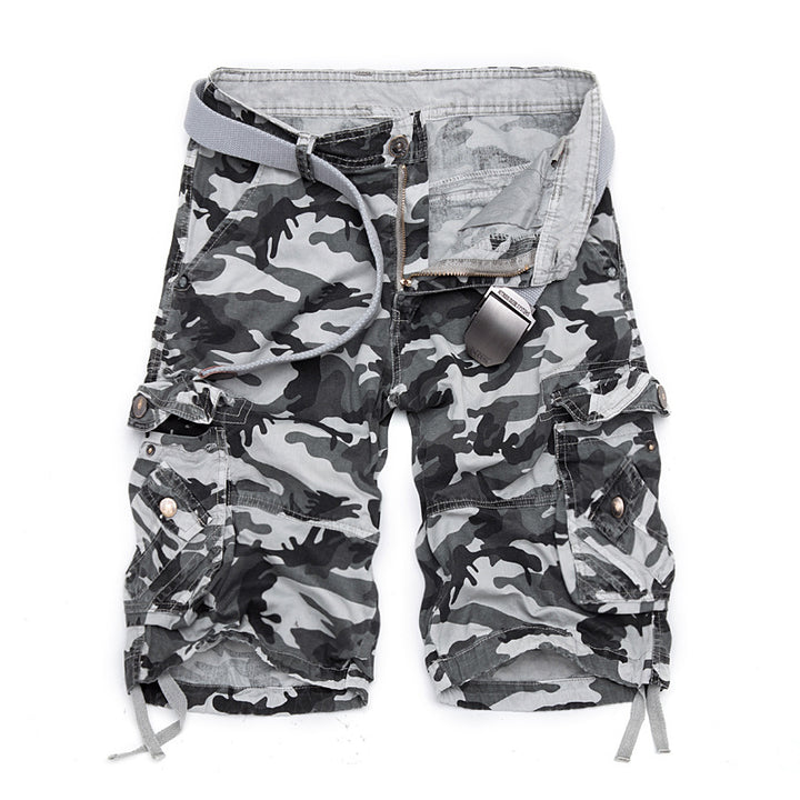 Herrer Camo Cargo-shorts med flere lommer og justerbar talje Stilla