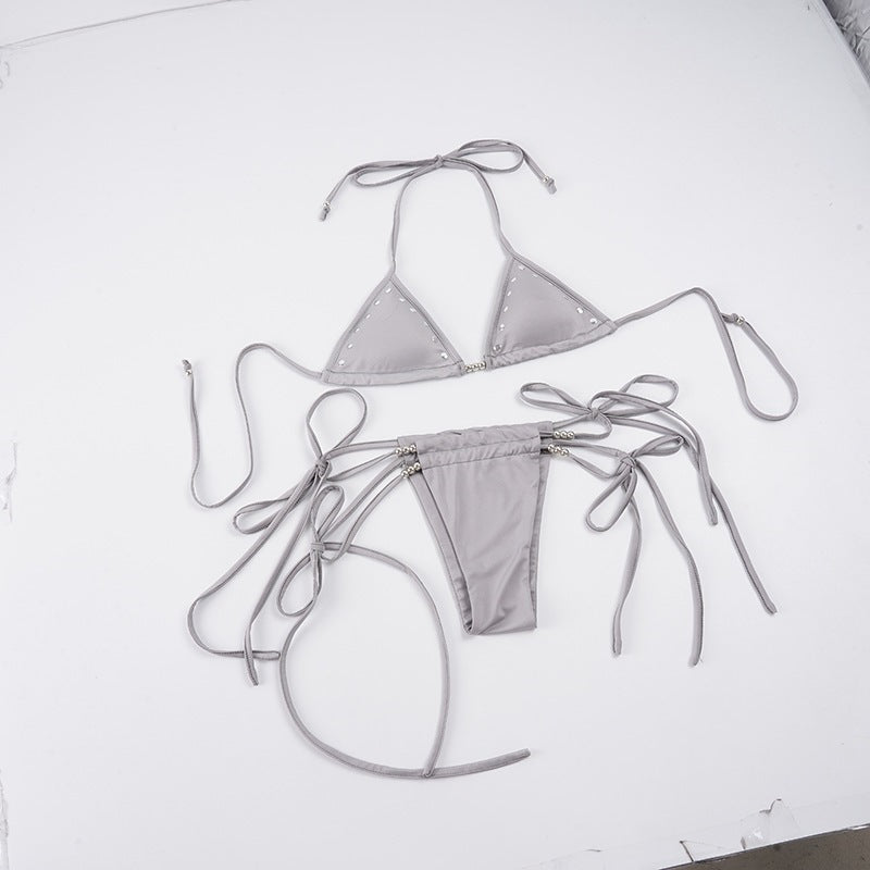 Dame bikini sæt med funklende detaljer og justerbare stropper Skovae