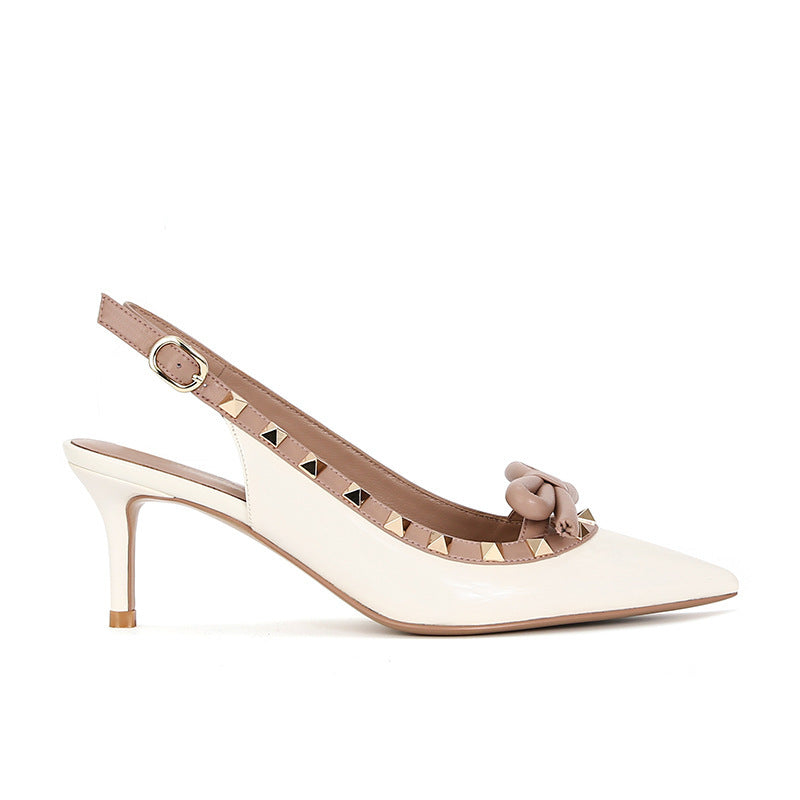 Dame Slingback Spidsede Stiletter med dekorative Nitter Stilla