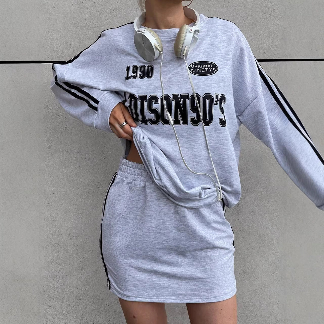 Damer sporty sweatshirt kjole med løs pasform og elastisk talje Skovae
