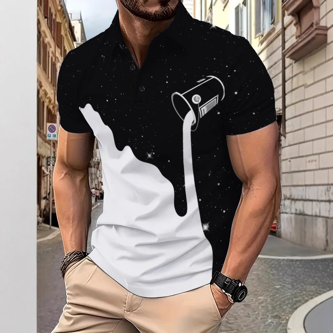 Herrer polo-shirt med kreativ farvegradient og unikt grafikdesign Stilla