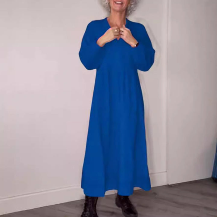 Dame Maxikjole med afslappet V-hals og brede ærmer Stilla