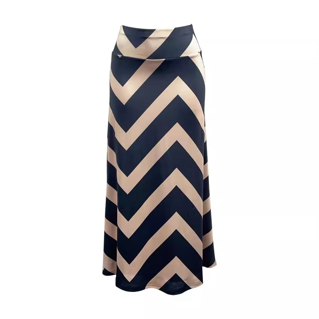 Dame Maxiskirt med trendy zigzag mønster Stilla