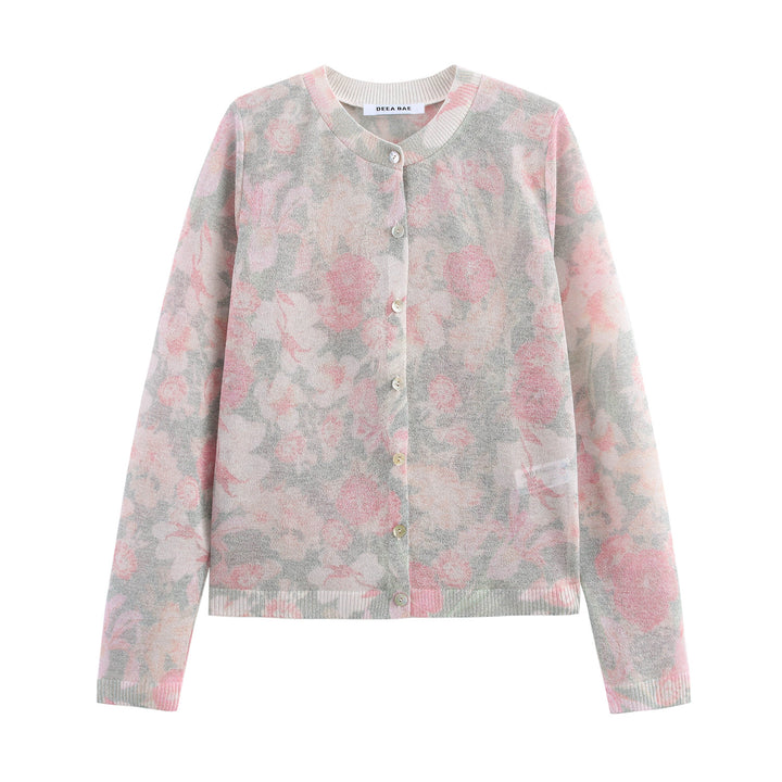 Femme blomsterprintet strikoverdel Stilla