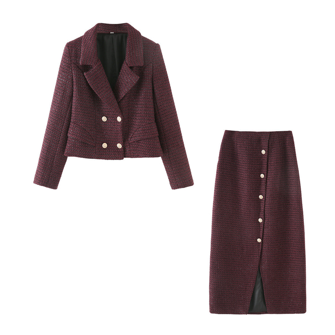 Dame Tailored Dobbeltknap Blazer og Blyantskirt Sæt Stilla