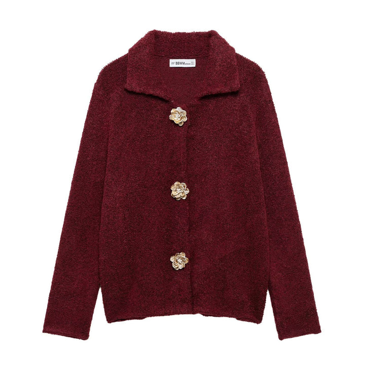 Femme Cozy Tekstureret Cardigan med Dekorative Knapper Stilla