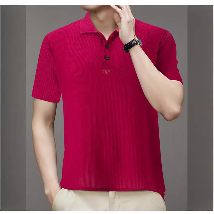 Herrer Struktur Polo Shirt Stilla