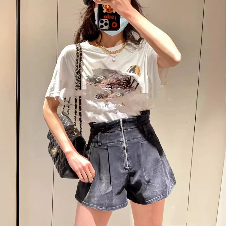 Dame High-Waist Shorts med usædvanlig lynlås og elegante plisseringer Stilla