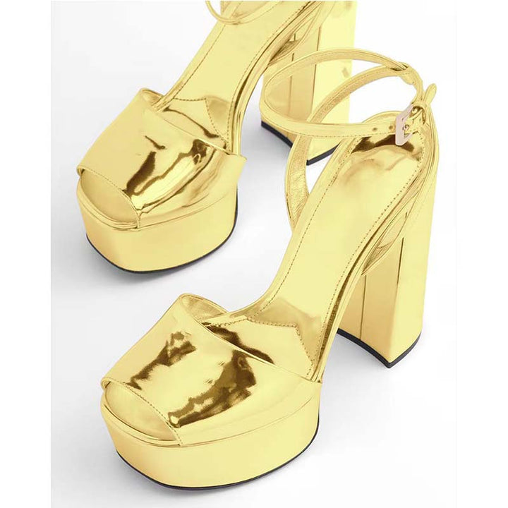 Femme Open-Toe Platform Højhælede Sandaler med justerbare Ankelstropper Stilla