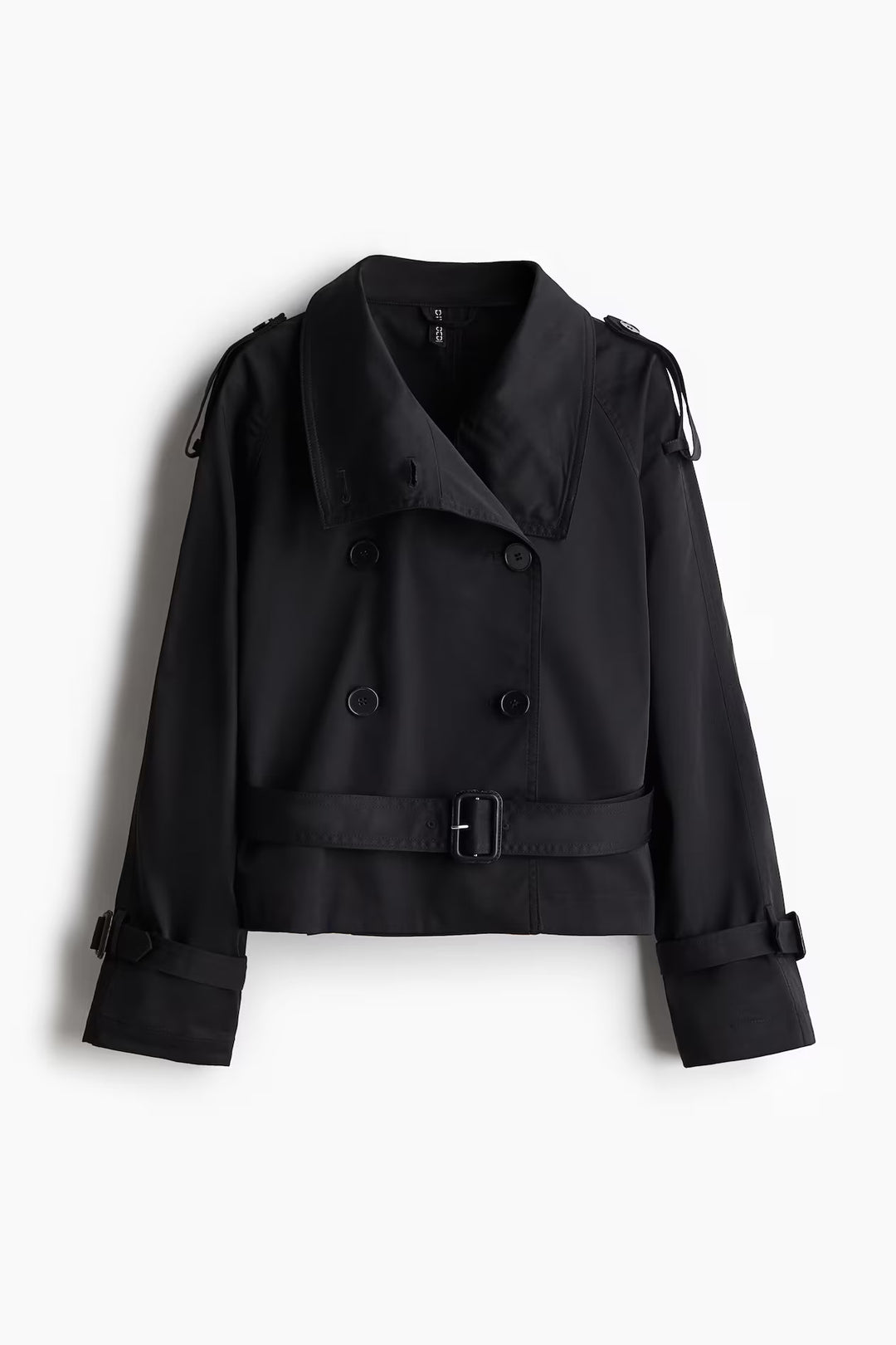Dame mode kort trench coat med dobbeltrække af knapper og talje bælte Stilla
