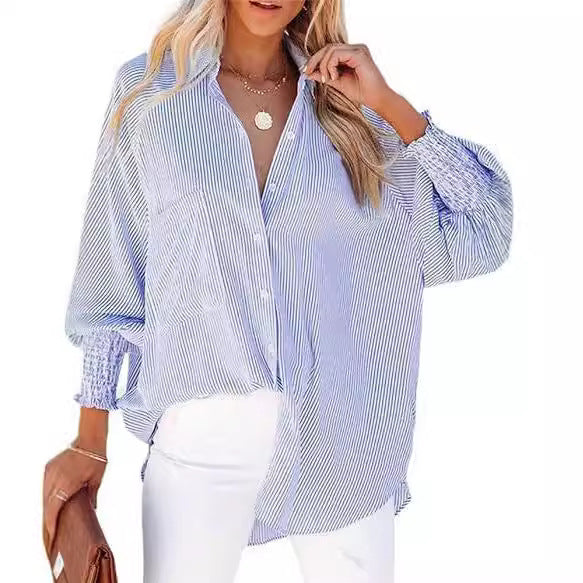 Dame over størrelse skjortebluse med raffineret foldedesign Stilla