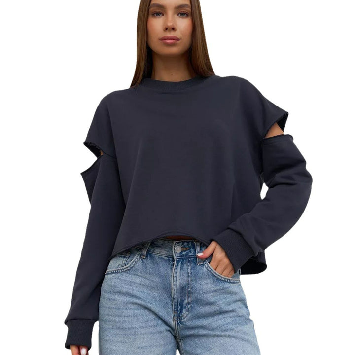 Dame afslappet sweatshirt med asymmetrisk cut-out-detaljer og oversized snit Stilla