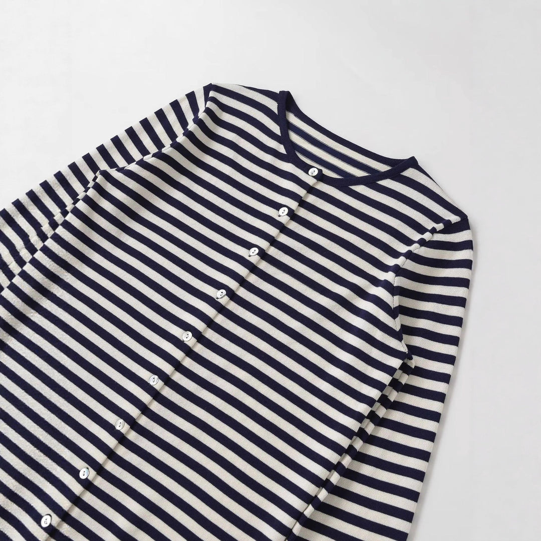 Dame stribet cardigan med knaplukning Stilla