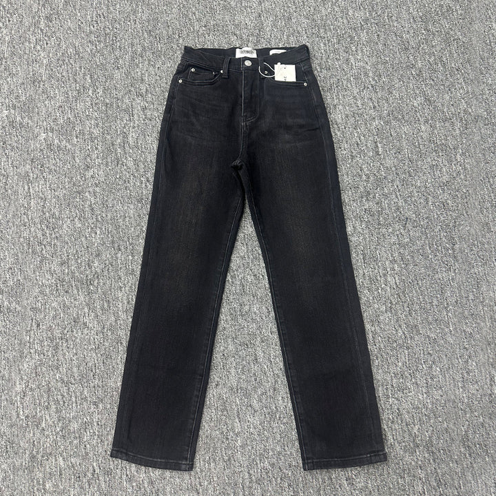 Dame klassiske, figursyede denim-bukser med høj talje og minimalistiske detaljer Stilla