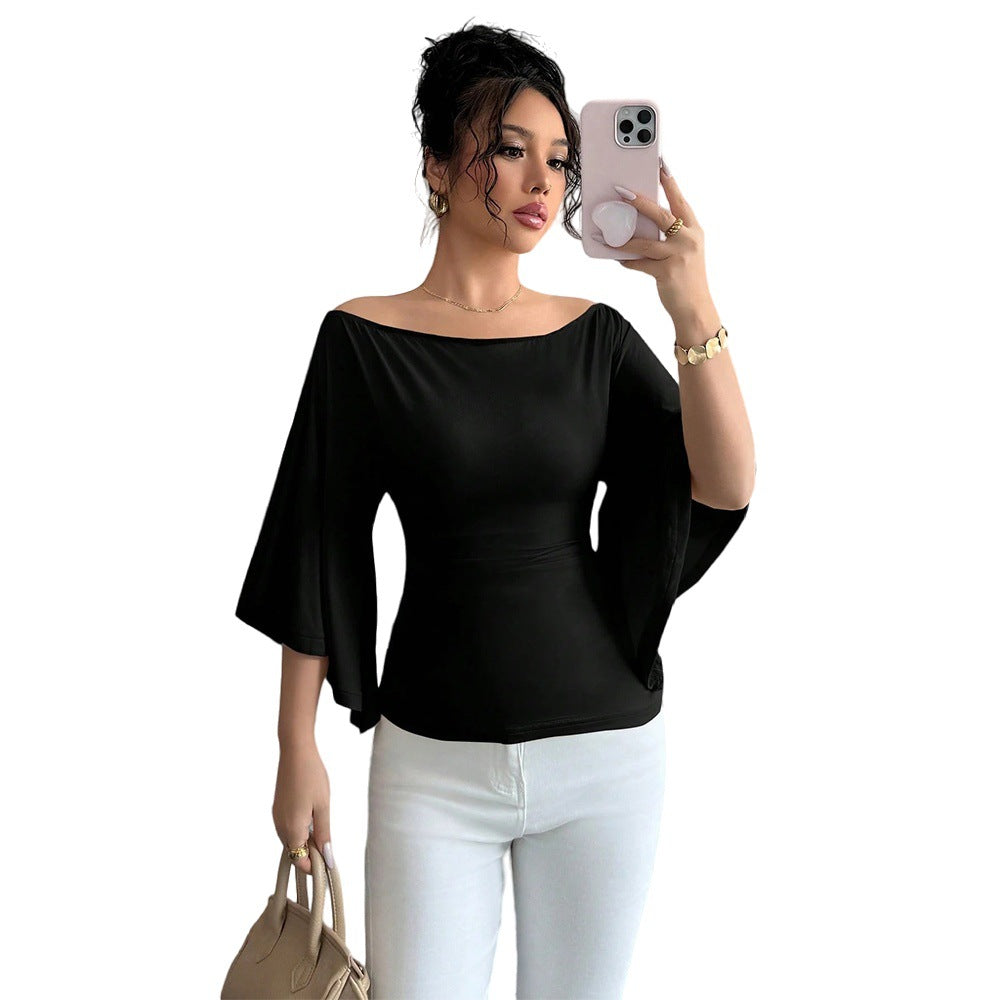 Kvinders elegante off-shoulder top med brede ærmer og tætsiddende pasform Stilla