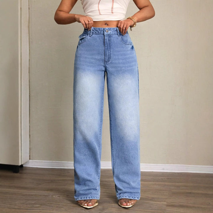 Kvinders bredskårne jeans med høj talje og afslappet pasform Stilla