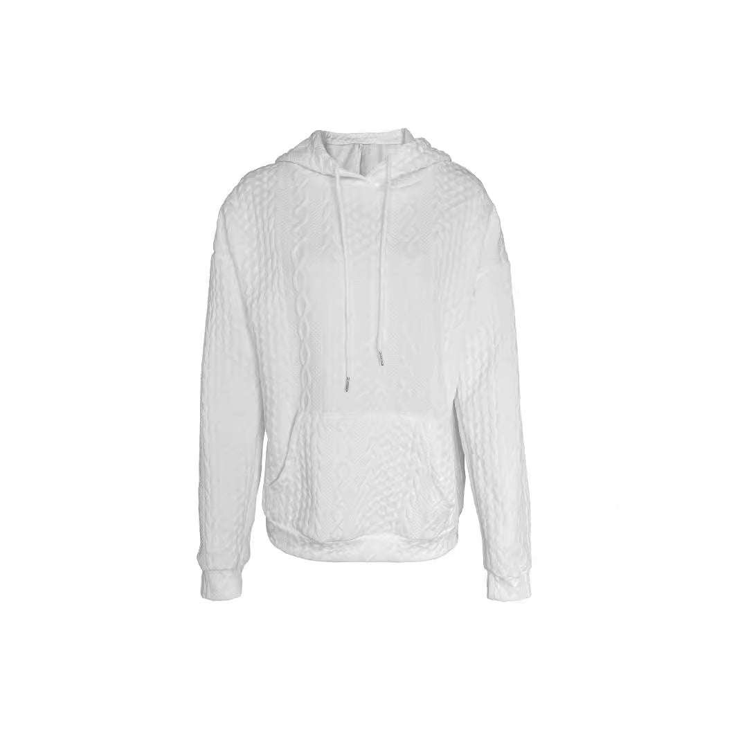 Dame Oversized Strikhoodie med Kængurulomme og Hætte Stilla