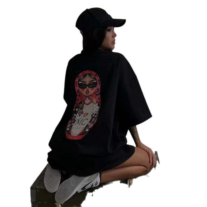 Kvindernes kreative oversized T-shirt med funky grafisk print Stilla